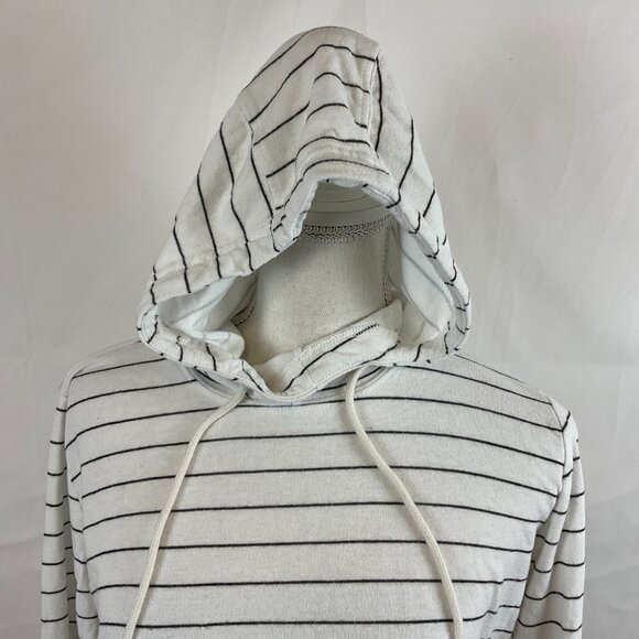 Marine Layer Top S White Black Striped Hoodie Long Sleeve - Picture 2 of 10